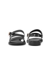 Women's leather sandals in black BUTYD-1152-99(W26), front and back product view on white background.