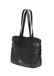 Black leather women's shopper bag TORES-1255-99(W26) - diagonal product view, on a white background.