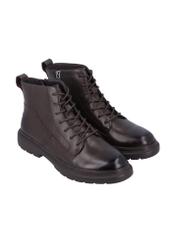 Brown men's lace-up ankle boots BUTYM-0556-1I(Z26), diagonal product view on a light background.