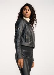 Women's leather transitional jacket KURDS-0293-1110(Z22)-03