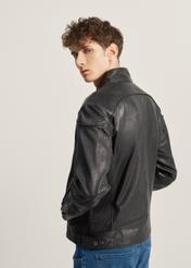 Men's leather jacket with stand-up collar KURMS-0293B-1311(W23)-03