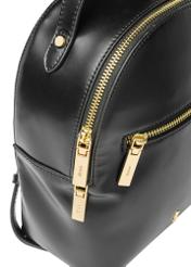 Small black women's backpack TOREC-1128-99(W26), close-up of the product's detachable strap, view on a white background.