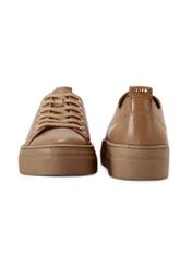 Women's leather sneakers in cool beige color BUTYD-1062-1K(W26), front and back view of the product on a white background.