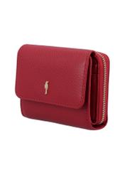 Red leather women's wallet with RFID protection PORES-0825RFID-4B(Z26), diagonal product view on white background.