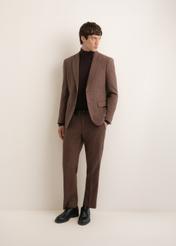 Men's brown wool-blend blazer MARMT-0026-1I(Z26), front view on a model. Full-body shot.