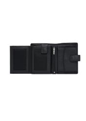 Men's leather wallet in black PORMS-0630A-99(Z25), product view inside on white background.