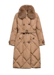 Beige women’s winter jacket KURDT-0707-1D(Z26), front view of the product on a white background.