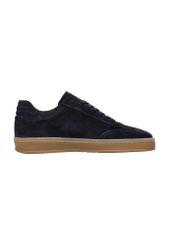 Navy blue suede sports shoes BUTYM-0543-7D(W26), side view of the product on a white background.