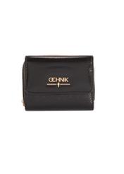 Black small women's leather wallet PORES-0932A-99(Z25), front product view on white background.