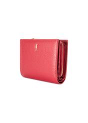 Red leather women's wallet PORES-0980R-4B(W26), diagonal product view on white background.
