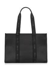 Black large shopper bag TOREC-0977A-99(Z25) - product view from the back on a white background.
