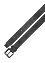 Black men's leather belt PASMS-0270-99(Z25), view of the beginning and end of the product on a white background.