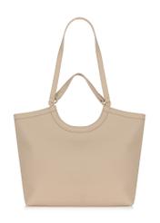 Beige imitation leather shopper bag TOREC-0871-81(W24)-05