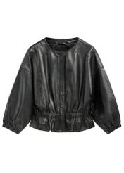 Black women's leather jacket KURDS-0570-99(W26) - front product view, on white background.