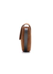 Brown suede women's messenger bag TORES-1168-88(Z25), side product view on white background.