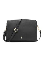 Black leather medium women's handbag TORES-1279-9I(W26), product view from the front on a white background.
