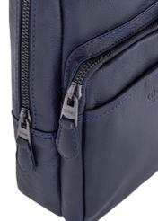 Men's navy blue leather zipper bag TORMS-0016A-69(W24)-06