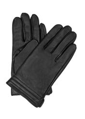 Men's black leather gloves REKMS-0014-99(Z24)