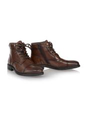 Brown leather men's ankle boots BUTYM-0404B-1I(Z26) - diagonal product view, on a white background.