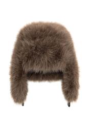 Brown women's earflap hat CZADF-0047-89(Z25) - front product view on white background.