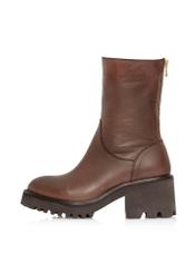 Brown insulated leather women's ankle boots BUTYD-1133-89(Z24)-04