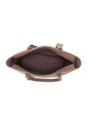 Brown padded faux leather shopper bag TOREC-0905-89(W24)-05