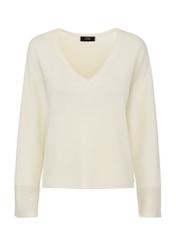 Cream V-neck sweater for women SWEDT-0204-81(W24)-04