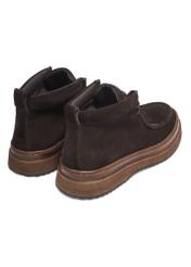 Dark brown suede men's ankle boots BUTYM-0577-1I(Z26), back view of the product on a white background.