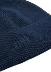 Navy blue classic men's cap CZAMT-0060A-7E(Z26), close-up of the product logo on a white background.
