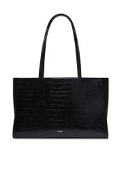 Black croco shopper bag TOREC-1287-9G(Z26), front product view on white background.