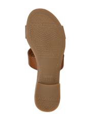Women's leather mules in cognac color BUTYD-1064A-1F(W26), view of the sole of the product on a white background.
