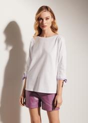 White women's blouse with binding BLUDT-0126-11(W23)-02