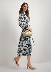 TORES 1291-2X(W26) women's gold woven leather handbag - front view of the product, on a model, against a light background. The entire silhouette is visible.