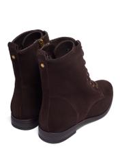 Women's brown suede ankle boots BUTYD-1008-1I(Z26), rear view on a white background.