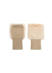 Beige gloves with fur REKDF-0034-81(Z25) - top view of the product on a white background.