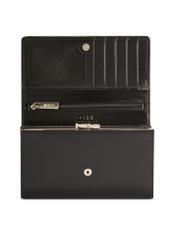 Black large leather women's wallet PORES-0974-99(Z25), product view from the inside on a white background.