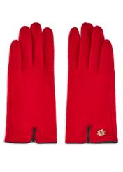 Red woolen women's gloves REKDT-0027 A-42(Z 25), product view from the front on a white background.