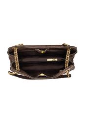 Brown suede small women's handbag TORES-1409-1I(Z26), product view from the inside on a white background.