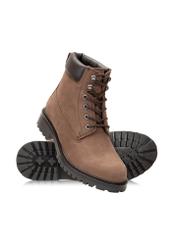 Brown leather lace-up men's ankle boots BUTYM-0514-89(Z25)