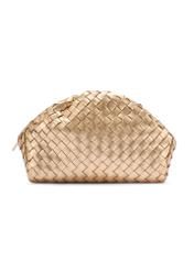Leather gold braided women's handbag TORES 1291-2X(W26) - product view from the back, on a white background.