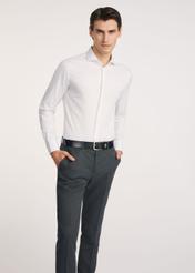White men's slim-fit shirt KOSMT-0352-0A(W26) - front view of the product, on a model, against a light background. Full body visible.