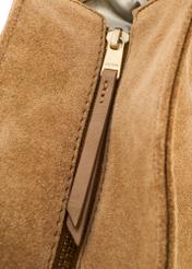Beige suede women's shopper bag TORES-1248-1B(W26), close-up of product detail, view on white background.