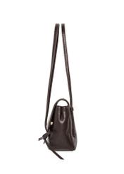 Small brown women's handbag with bows TOREC-1379-1H(Z26), side product view on white background.