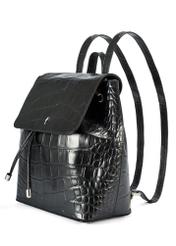 Black croco women's leather backpack TORES-1131-99(Z25), diagonal product view on white background.
