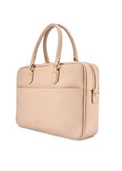 Beige women's laptop bag TOREC-1209-1B(W26), diagonal product view on white background.