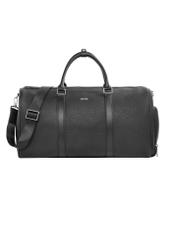 Black leather travel bag TORMS-0535-9I(Z26), product view from the front on a white background.