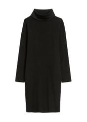 Black turtleneck dress SUKDT-0206A-99(Z25), product view from the front on a white background.