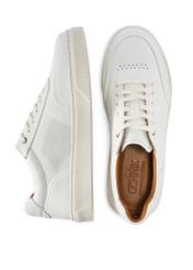 Men's leather sneakers in white BUTYM-0484-0B(W26), product view from the top and side on a white background.