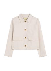 Light beige women's linen jacket KURDT-0652-1A(W26), front product view on white background.
