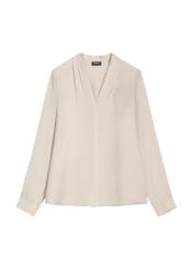 Cream women's viscose blouse BLUDT-0216-1A(Z26) - front product view, on a white background.